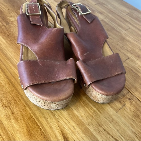 Bussola Maggie Brown Leather Strappy Wedge Heel Sandals Size 41 - Picture 2 of 7